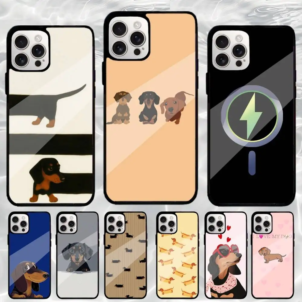 

Cute Dachshund Sausage Dog Phone Case For iPhone17,16,15,14,13,12,11 Plus,Pro Max Magnetic Magsafe Wireless Charging