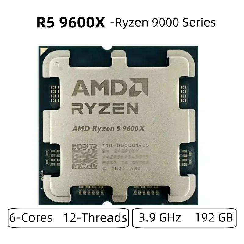 Original Ryzen 5 9600X CPU Processor New R5 6-Core 12-Thread 5.4GHz Socket AM5 9000 Series Processor for X670E B650E Mainboard