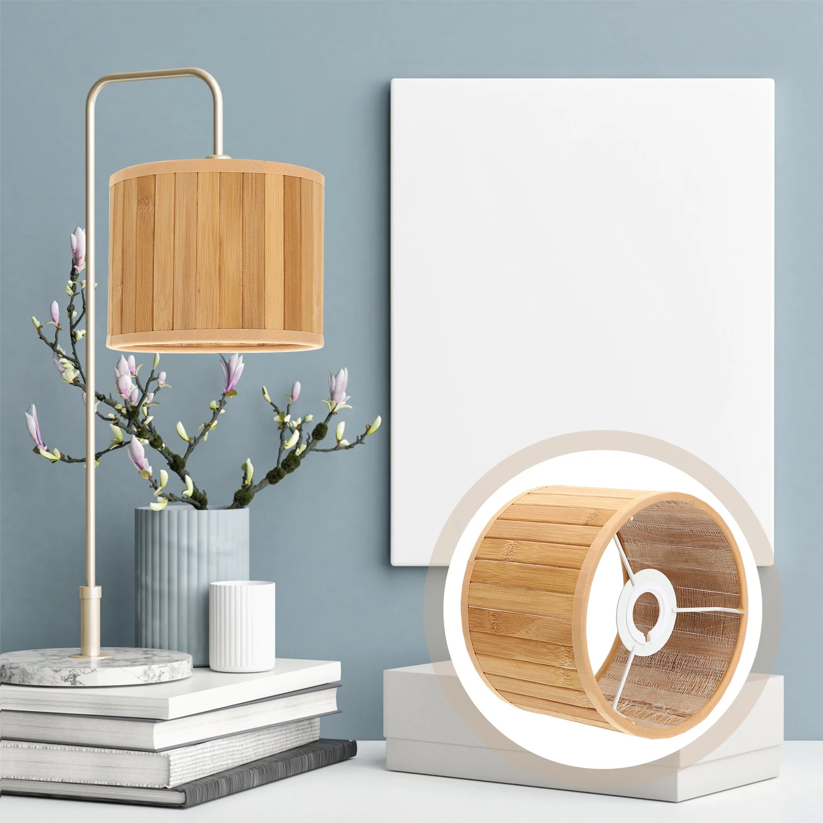 

Small Bamboo Lampshade Retro Style Detachable Inner Ring for E27 E14 Socket Desk Table Wall Lamp Cover Small Lampshade