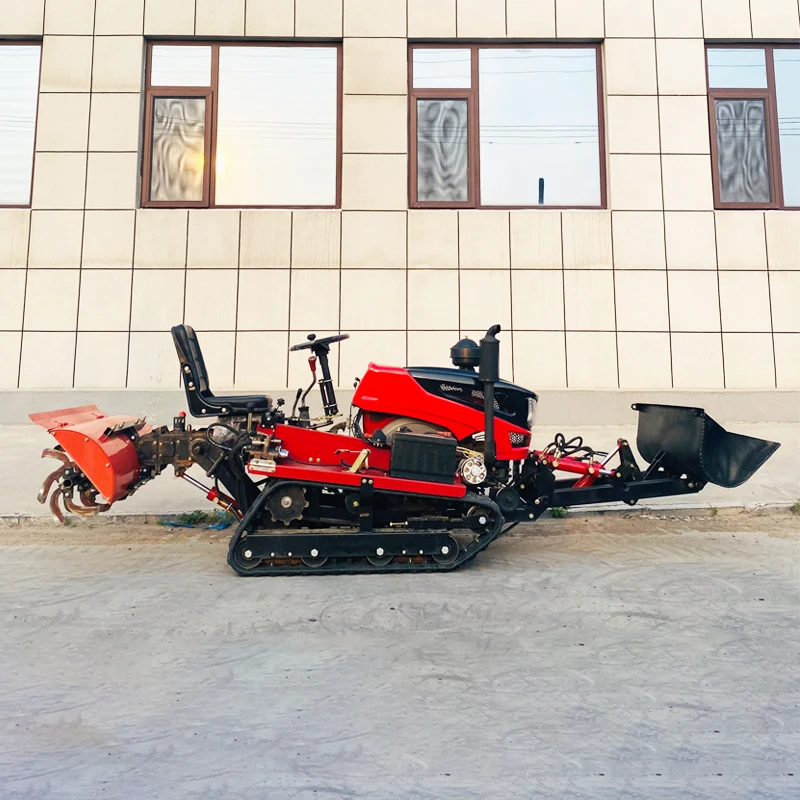 Customized Excavator Bucket Ready Ride-On Agricultural Plowing Machine, Small Crawler Rotary Tiller for Efficient Farming