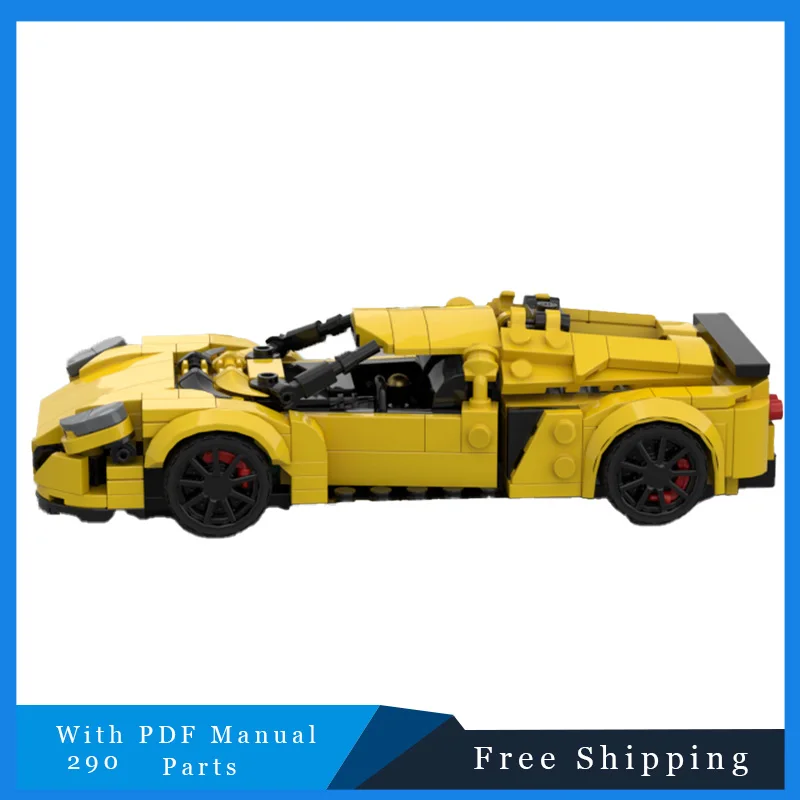 

290 шт. MOC гоночная серия, уличный кабриолет, модель спортивного автомобиля, строительные блоки, сделай сам, сборка, детский набор игрушек, отличные подарки на день рождения
