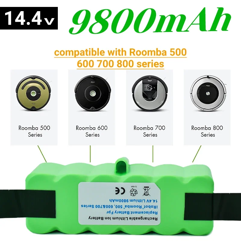 IRobot Roomba 500 600 700 800 Série 560 620 650 700 770 780 880 Nouveau 14.4V 9800mAh Batterie Au Lithium Rechargeable