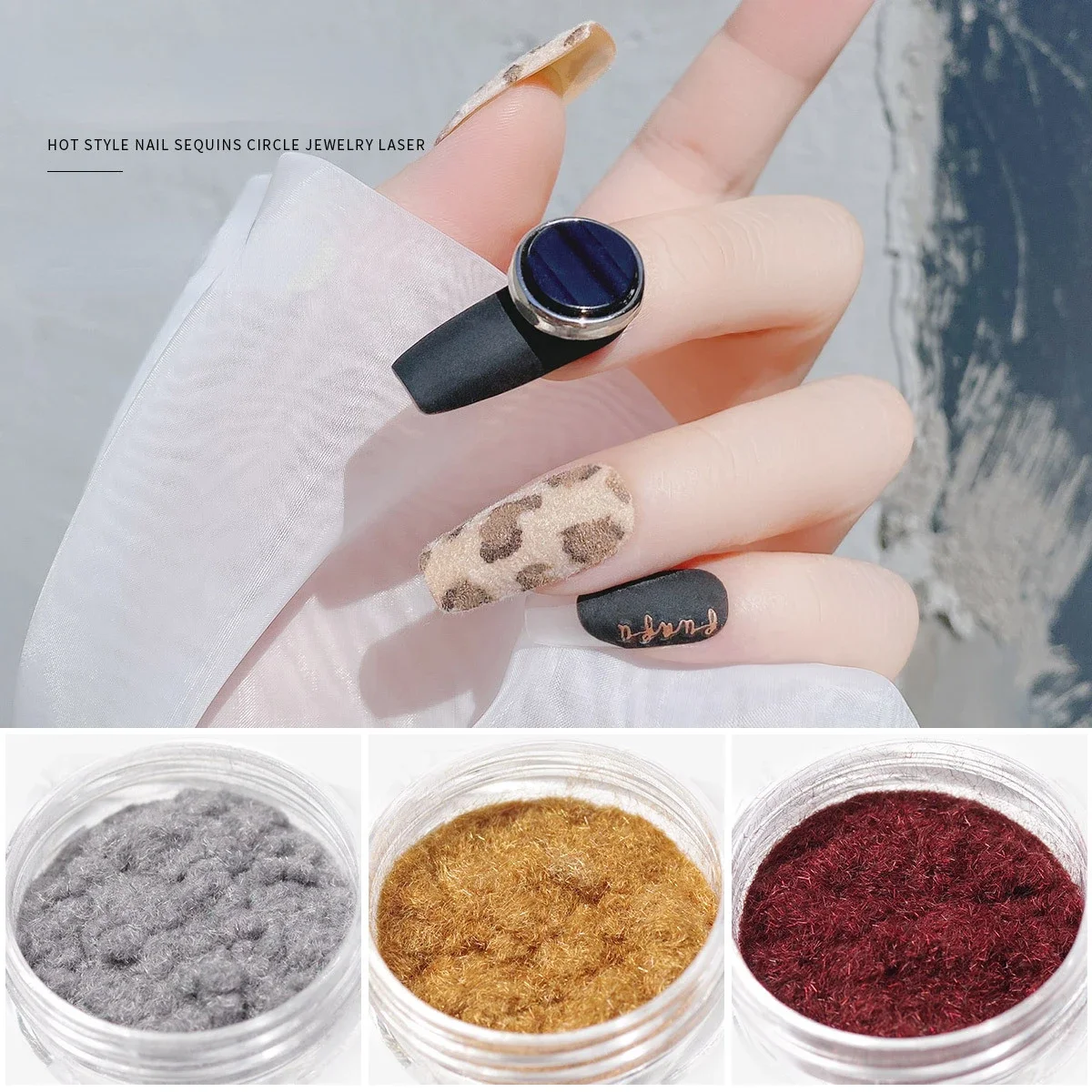 10 Colors Winter Nail Velvet Powder DIY Nail Art Decorations Fluffy Nail Glitter Dust DIY Design Christmas Pigment In Bottle