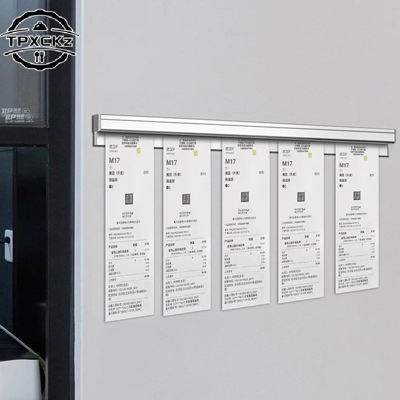 Wall-mounted Sticked Take-out List Receipt Clip Hanging Ticket Order Invoice Paper QR Holder Restaurant Menu Clip Aluminum Alloy