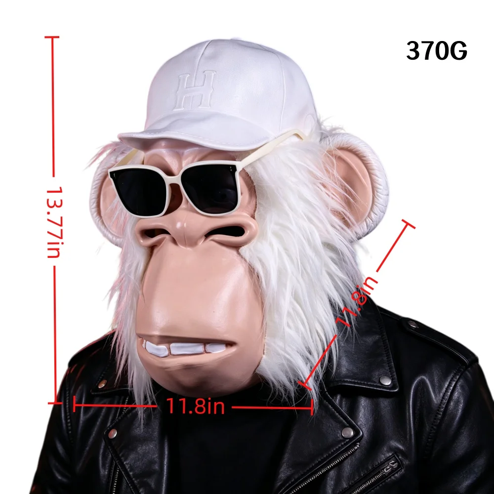 Novelty Cool Monkey Latex Mask with Cap and Sunglasses for Halloween Cosplay Themed Parties and Prank Events monkey animal props view 4