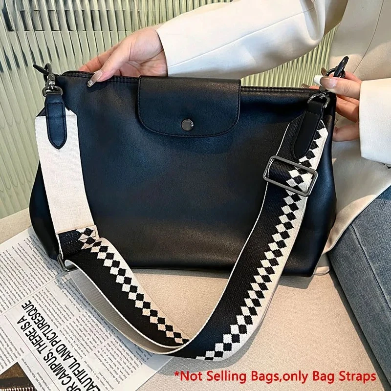 Alça de ombro de lona para Longchamp, substituição sem casa, preto, cinza, alça crossbody larga para mulheres, acessório de bolsa removível