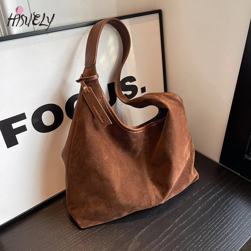 

Замшевая сумка в стиле ретро, кошелек для женщин, сумка на плечо, зимняя женская сумка в стиле ретро, 2024, модная модная женская сумка-клатч для покупок, сумка-хобо