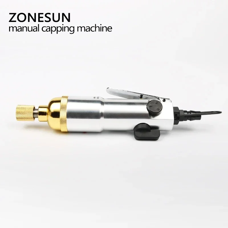 ZONESUN-máquina de tapado de botellas neumática, herramienta manual para atornillar y tapar botellas
