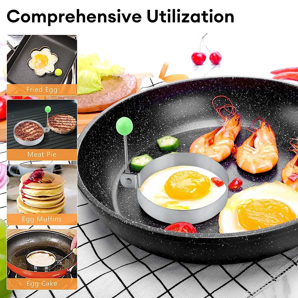 5pcs New Stainless Steel Fried Egg Molds Pancake Shaper Baking Omelette Rings Cooking Tools Kitchen Accessories Gadget