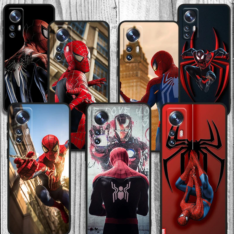 Spiderman The Avengers For Xiaomi Mi 14 13 12T 12S 12X 12 11i 11X 11T 11 Ultra Lite Pro Soft TPU Black Phone Case