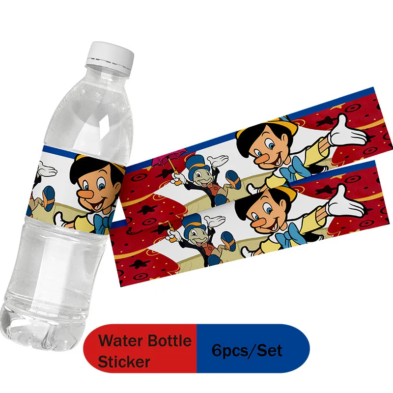 disney The Adventures of Pinocchio DIY birthday party Disposable Stickers  Bottle Labels Cake Decoration Boy Girls Party Supplie