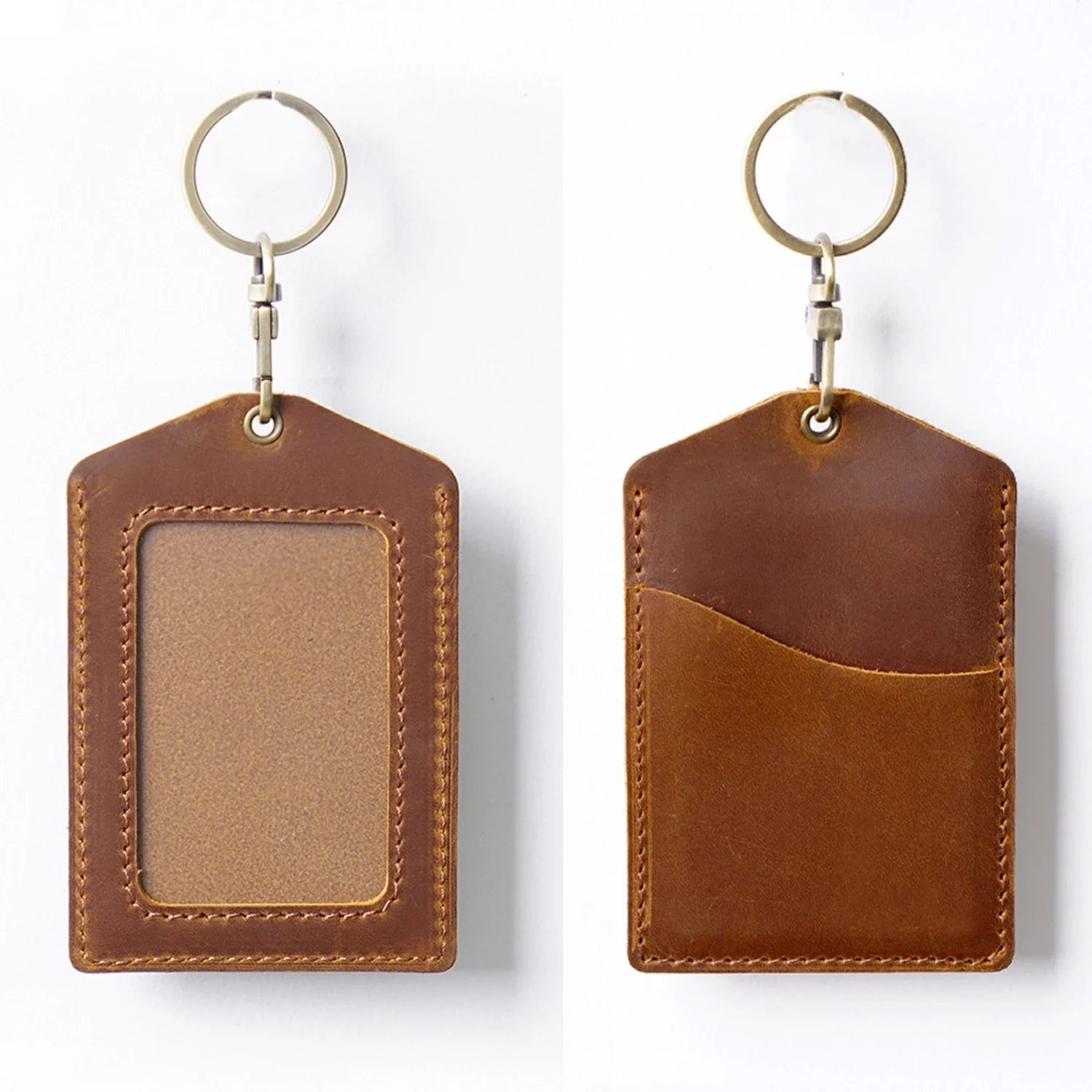 

Luggage Tags Genuine Leather Keychain Bus Card Case Cowhide Creadit Card Holder for Bank Cardholder Key Chain Organizer Engrave
