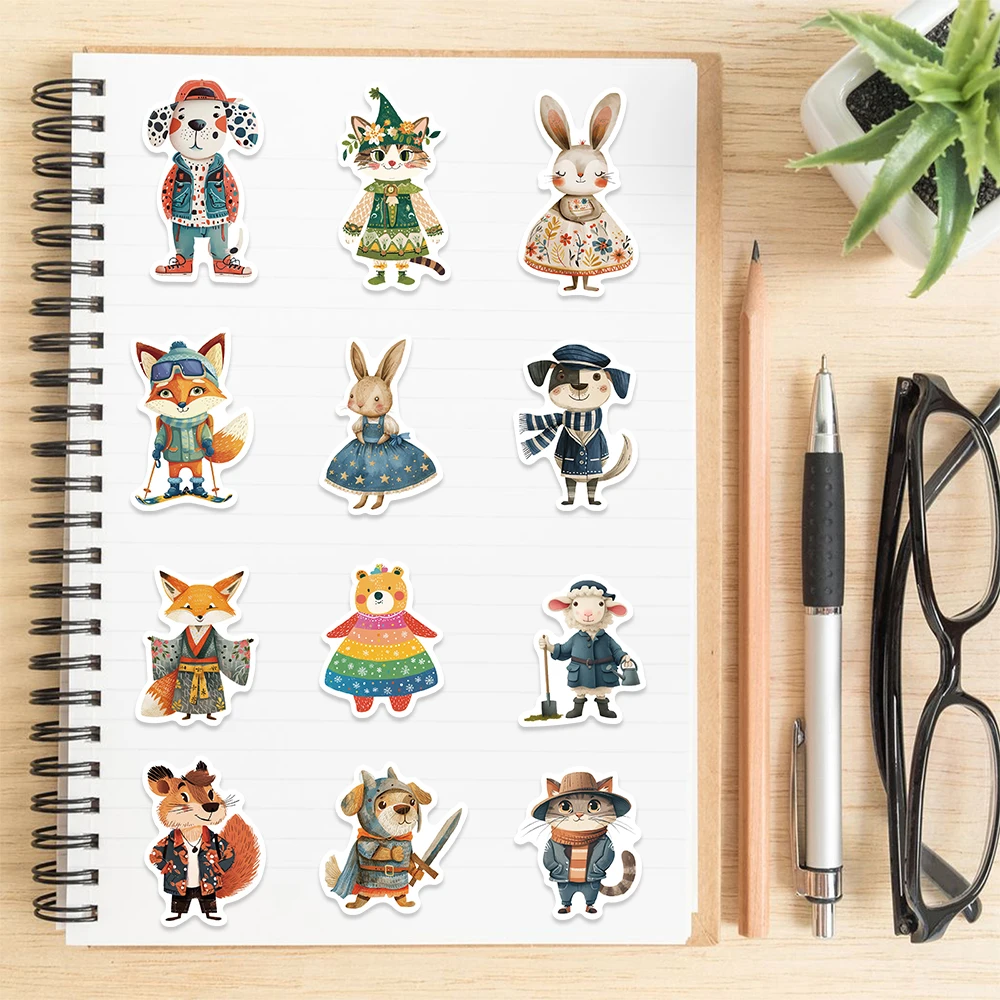 50Pcs Cartoon Zoo Wild Animals Stickers Aesthetic DIY Toy For Phone Skateboard Laptop Fridge Car Decals Fairy Tale Sticker