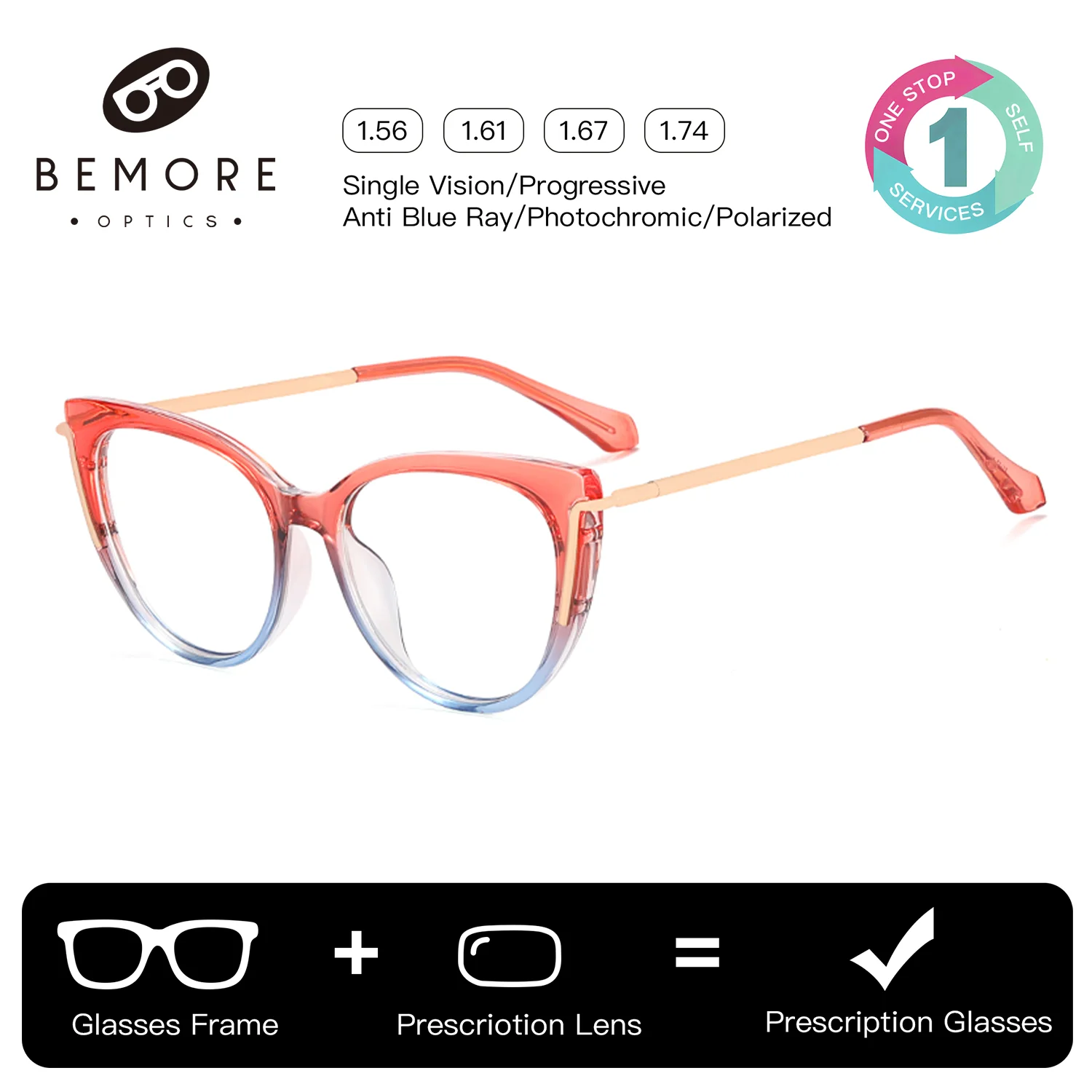 

Очки BEMORE Fashion Square: ультралегкие металлические фотохромные солнцезащитные очки-бабочки с защитой от синего света для женщин, с диоптриями