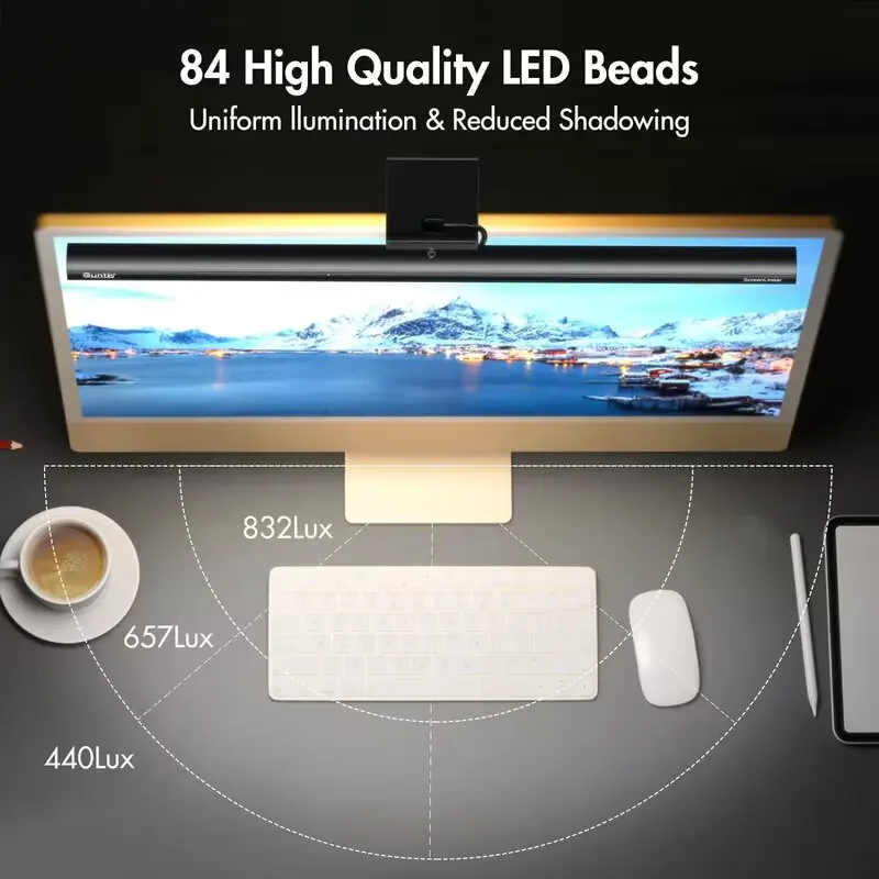 

Anti-Glare RGB Screen Light Bar, USB Charged Stepless Dimmable LED Lamp for Home Office and Gaming Room