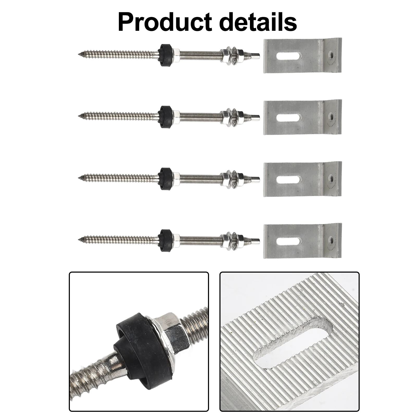 Brackets Pole Screws for sliver Solar Screw Trapezoidal PV Roof Fixture Sheet Metal 200/250mm Aluminium Alloy Brackets