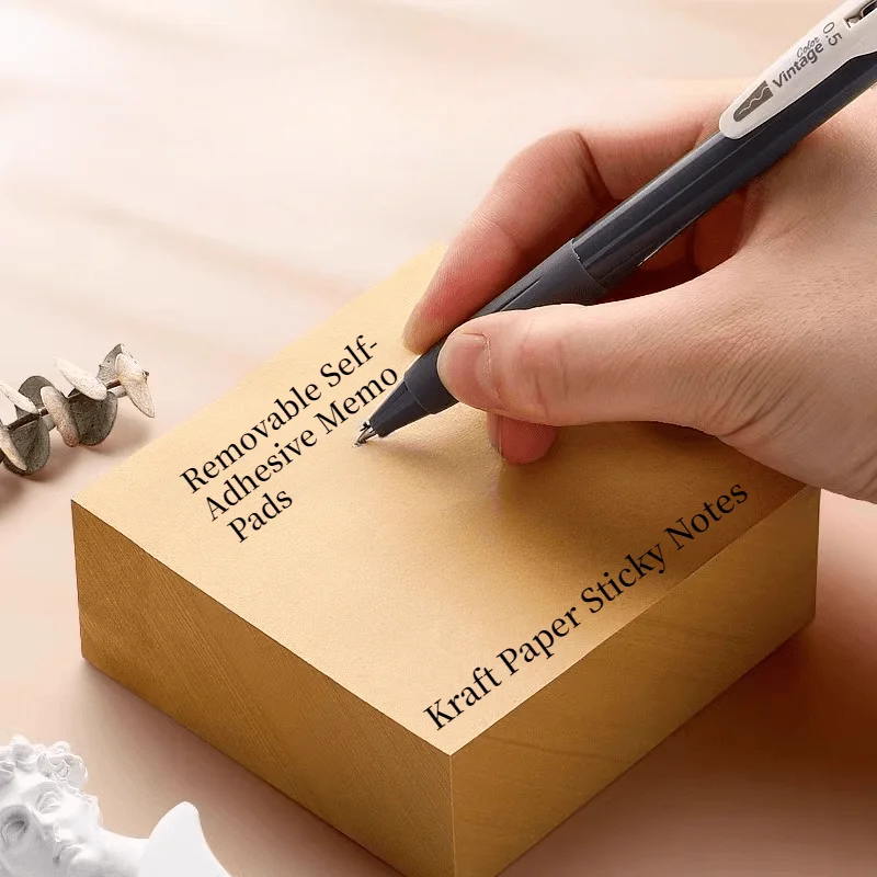 400매 두꺼운 갈색 크래프트 종이 스티커 메모 - 집과 사무실 정리용 찢어 쓰는 접착식 알림 패드, 사무용품