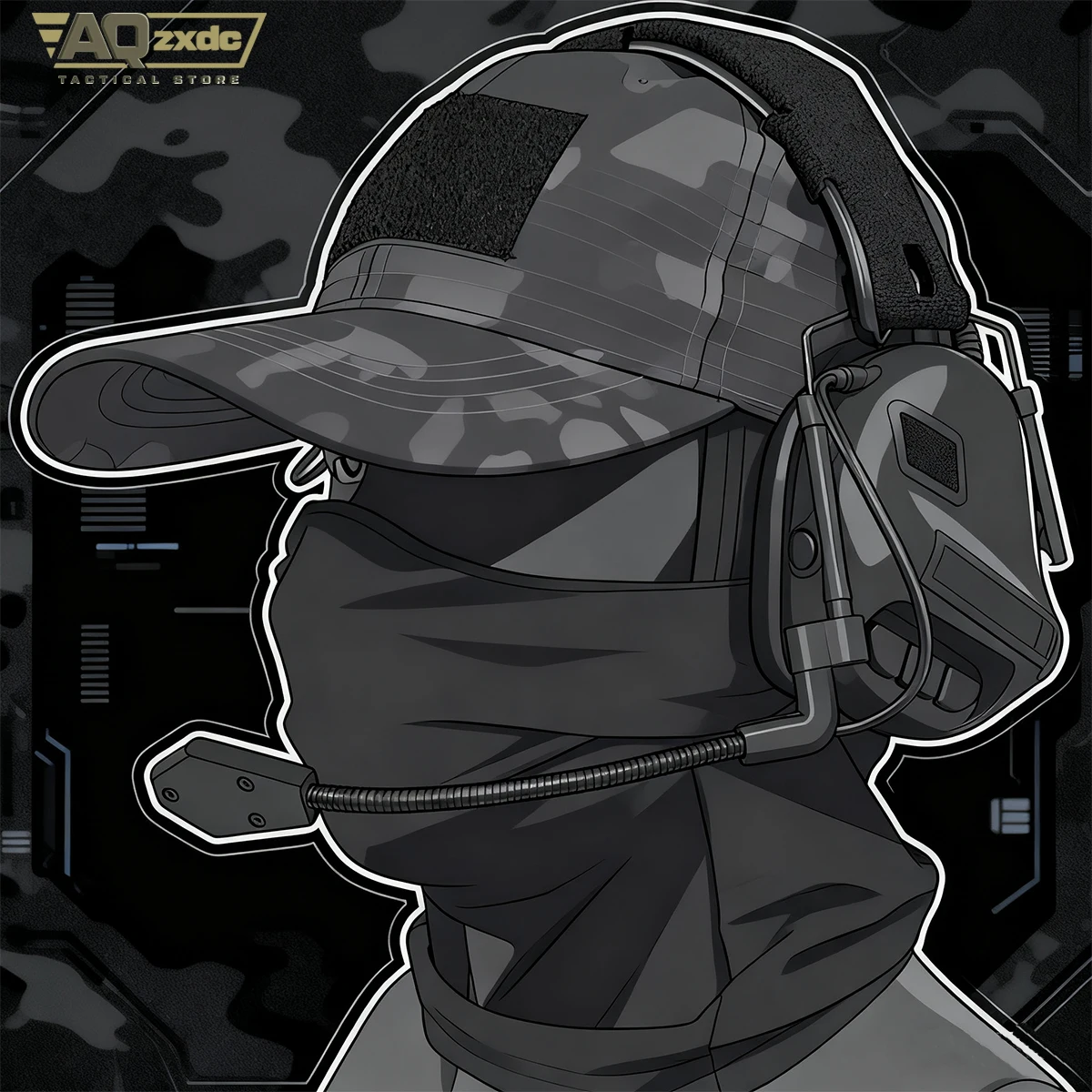 

AQzxdc Tactical Shooting Headset Set, Head-Mounted HD Communication Earmuff & Camo Baseball Cap & Breathable Balaclava