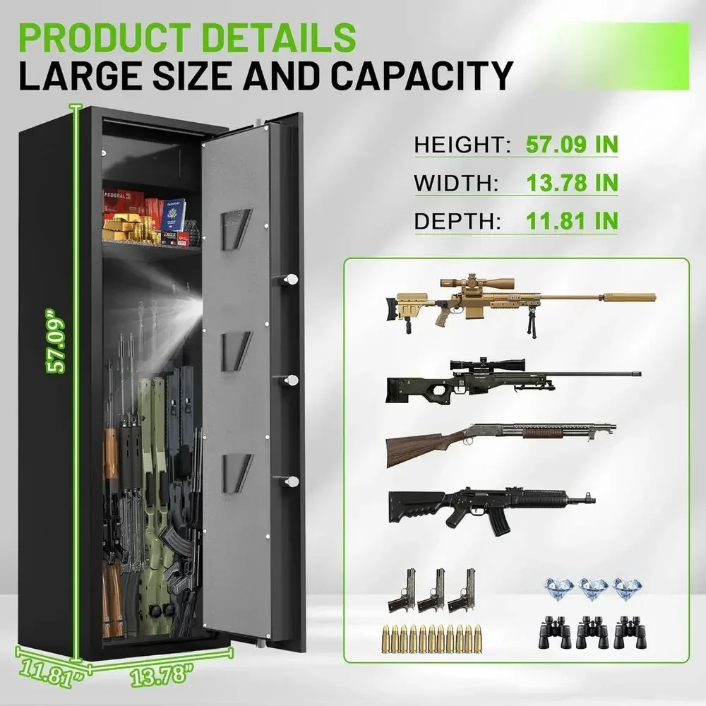 Biometric Fingerprint Safes for Firearms, Heavy-Duty Steel Cabinets with 60mm Door and 5x20mm Bolts, Rifles and Pistols, Ready t