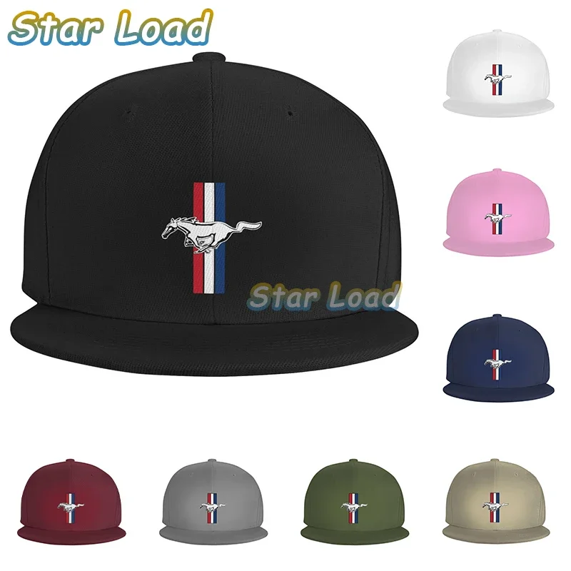 New Arrival Mens Baseball Cap Mustang Car Logo Summer Mens Harajuku Color Block Baseball Cap High Quality Cotton for Unisex