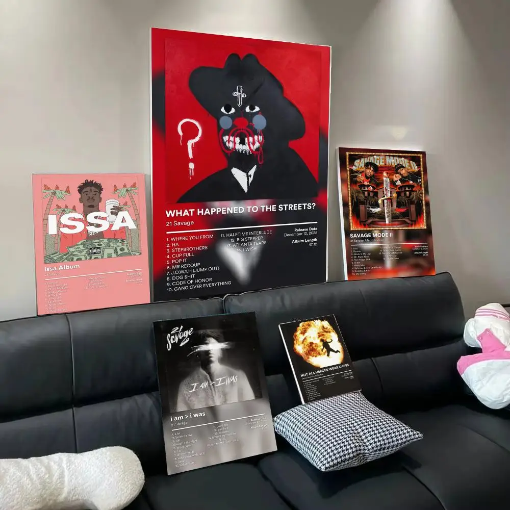 Singer 2-21 Savage Music Album Poster Modern Aesthetic Wall Art Print Minimalist Bedroom Living Room Home Decor Gift