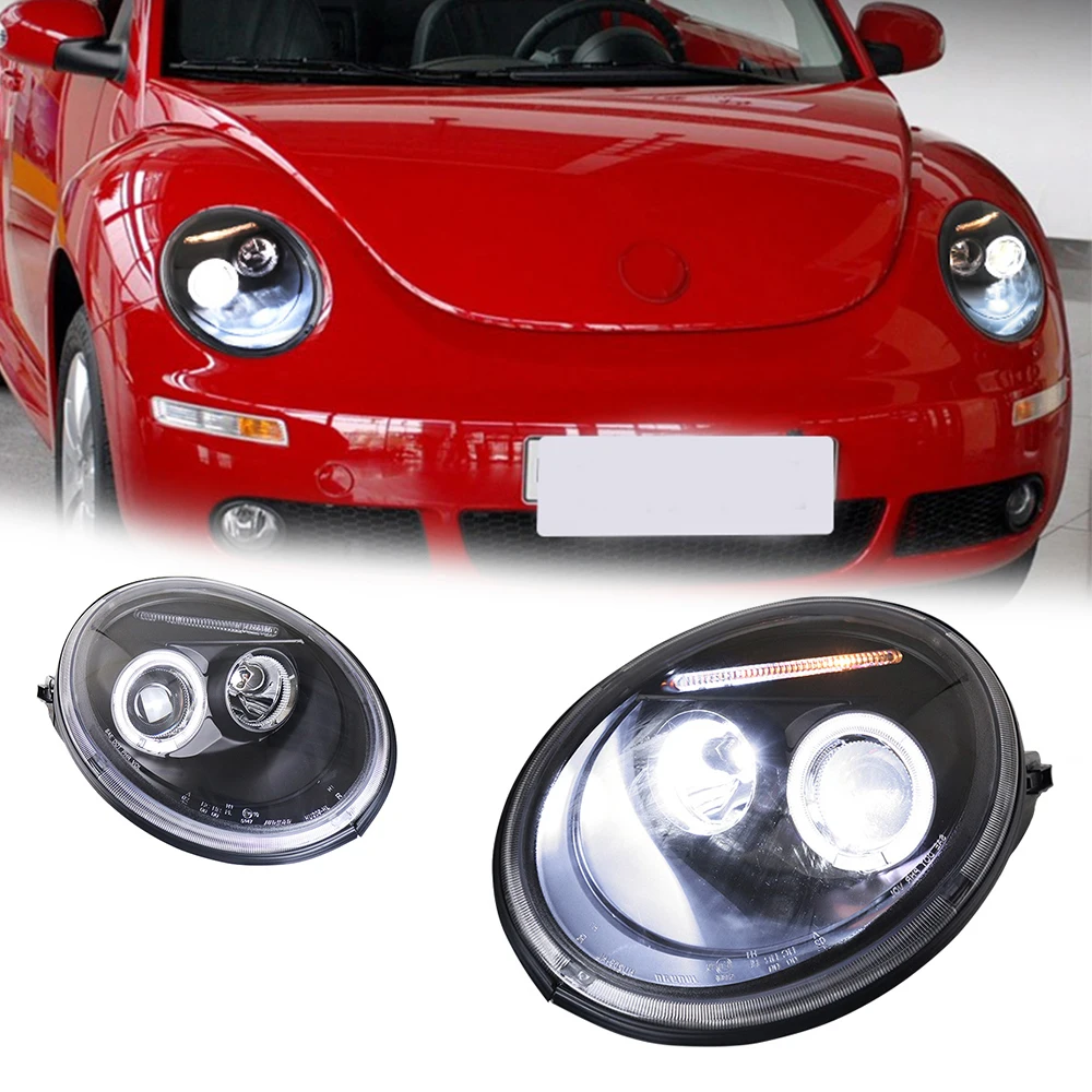 

Светодиодные фары для VW Beetle 1998-2005 в новый стиль, полностью светодиодные DRL, автомобильные фары в сборе, сигнал, автоаксессуары, модифицированная лампа