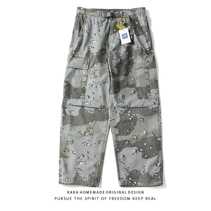 

Ретро-американские молодежные осенне-зимние камуфляжные брюки с множеством карманов, мужские свободные прямые повседневные брюки, модный бренд C...