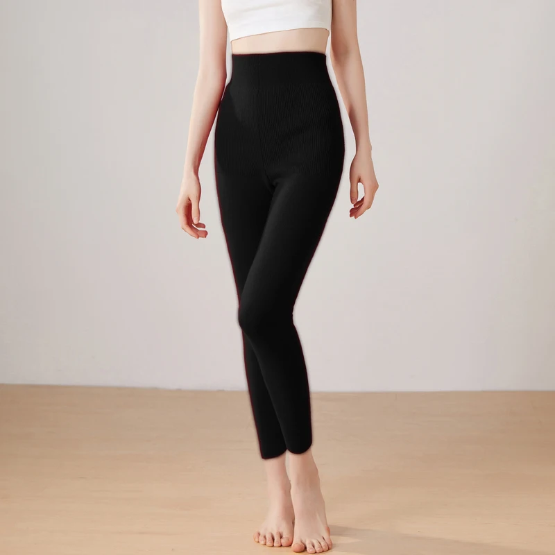 Leggings contenitivi per la pancia da donna in cashmere 100% elasticità Pantaloni slim Leggings basic autunno inverno Pantaloni morbidi e caldi in maglia di cashmere
