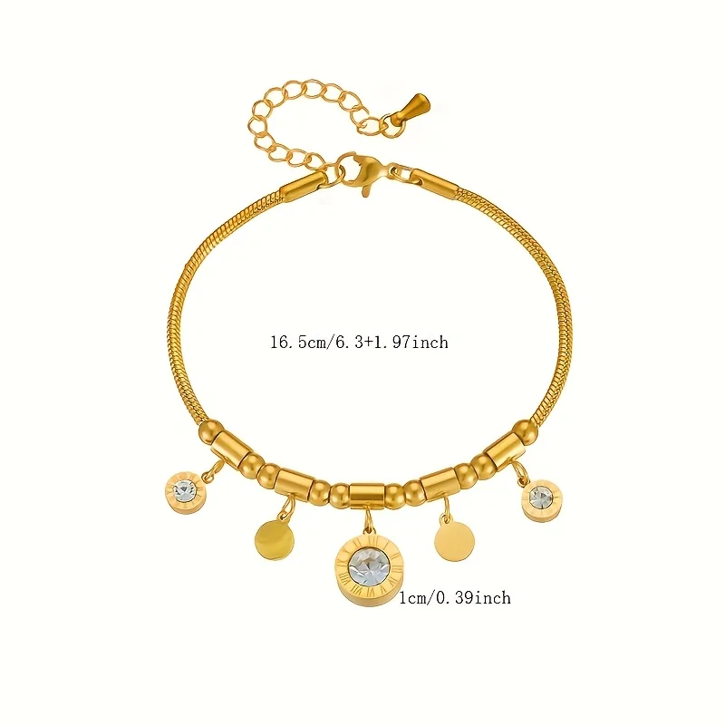 DIEYURO 316L Stainless Steel Roman Numerals White Zircon Charm Necklace Bracelets For Women New Trend Non-fading Jewelry Set