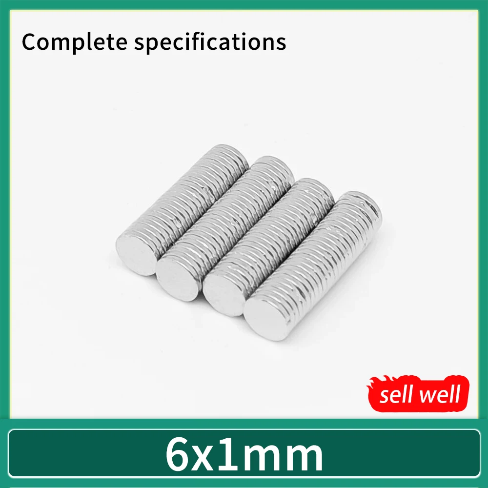 50~2000pcs 6x1 mm Thin Neodymium Strong Magnets 6mm x 1mm Permanent Small Round Magnet 6x1mm Powerful Magnetic Magnet 6*1 mm N35