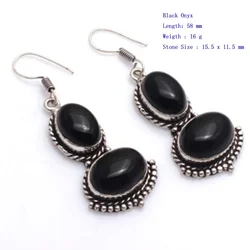 Genuine Chalcedony Black Onyx Tiger Eye Jasper  Earrings