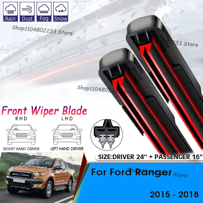

Front Car Windshield Wiper Cleaning Blade For Ford Ranger 2015 2016 2017 2018 Windshield Windscreen Front Window Blades 24"+16"