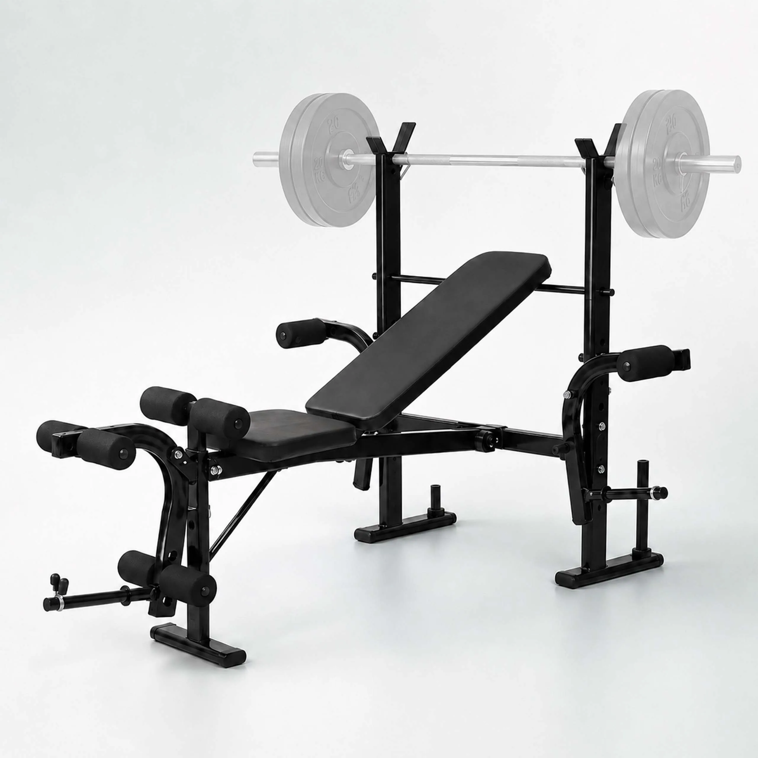 Multifunktions-Hantelbank, 4-fach verstellbar, für Ganzkörpertraining, klappbar, Stahl, schwarz, Butterfly-Arme, Beinstrecker, Hantelablage, Relaxdays