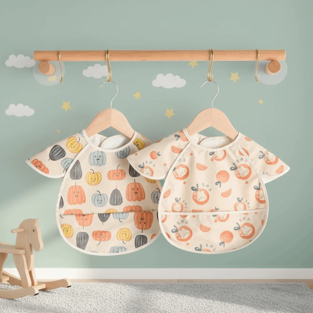 

New Waterproof Baby Bibs Short Sleeve Soft Burp Cloth Sleeveless Dirt Proof Feeding Apron Boy Girl