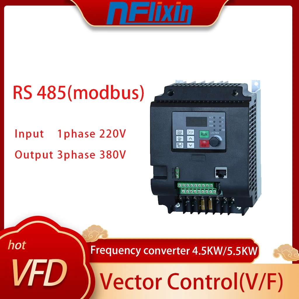 2.2KW/4KW/5.5kw/7.5kw/11KW 220V to 380V VFD AC Frequency Inverter Single Phase Input 3 Phase Output Drives Frequency Converter