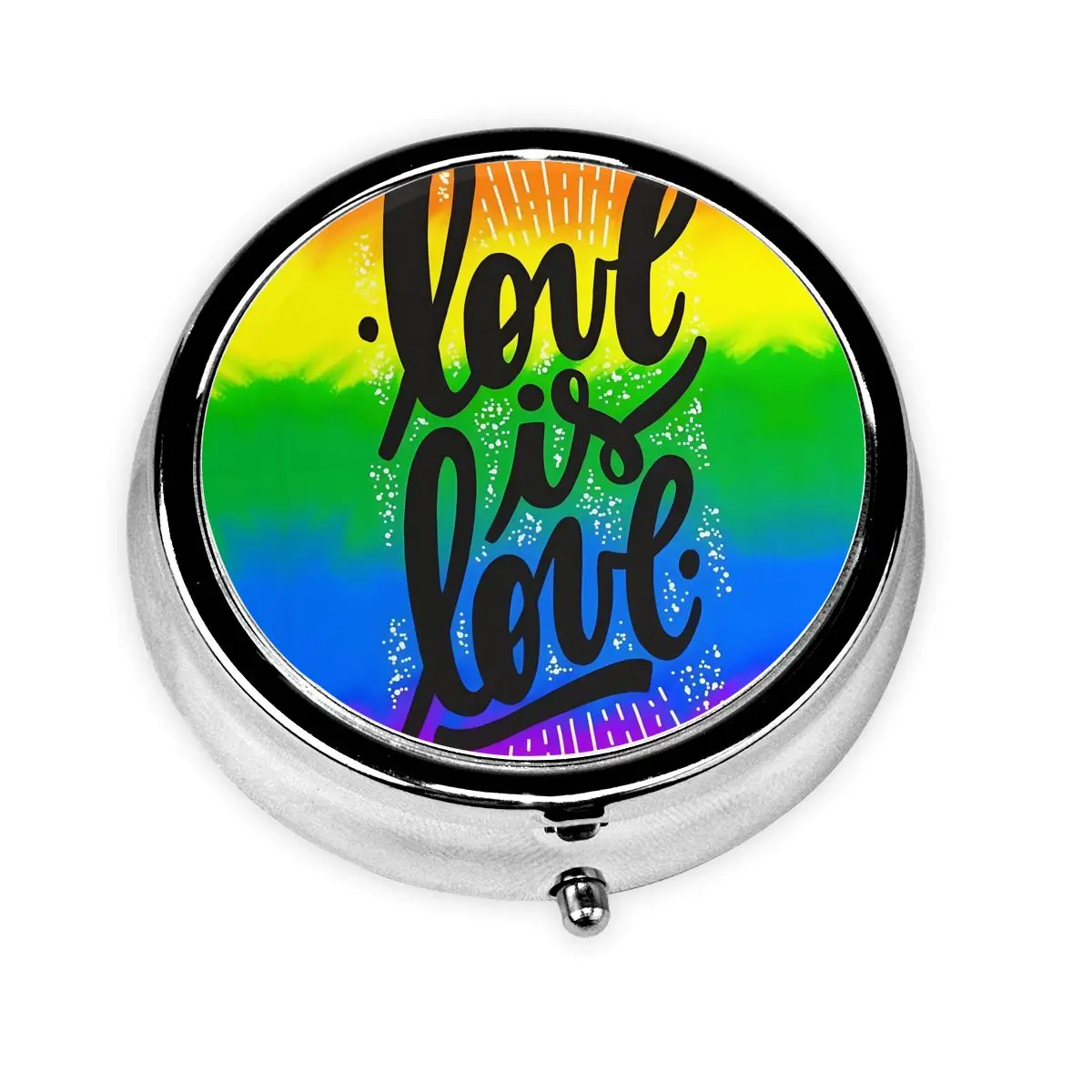 

Gay Pride LGBT Travel Round Pills Organizer Rainbow Pride Stripes Medicine Box Pill Case Splitters Storage Box for Pockets Purse