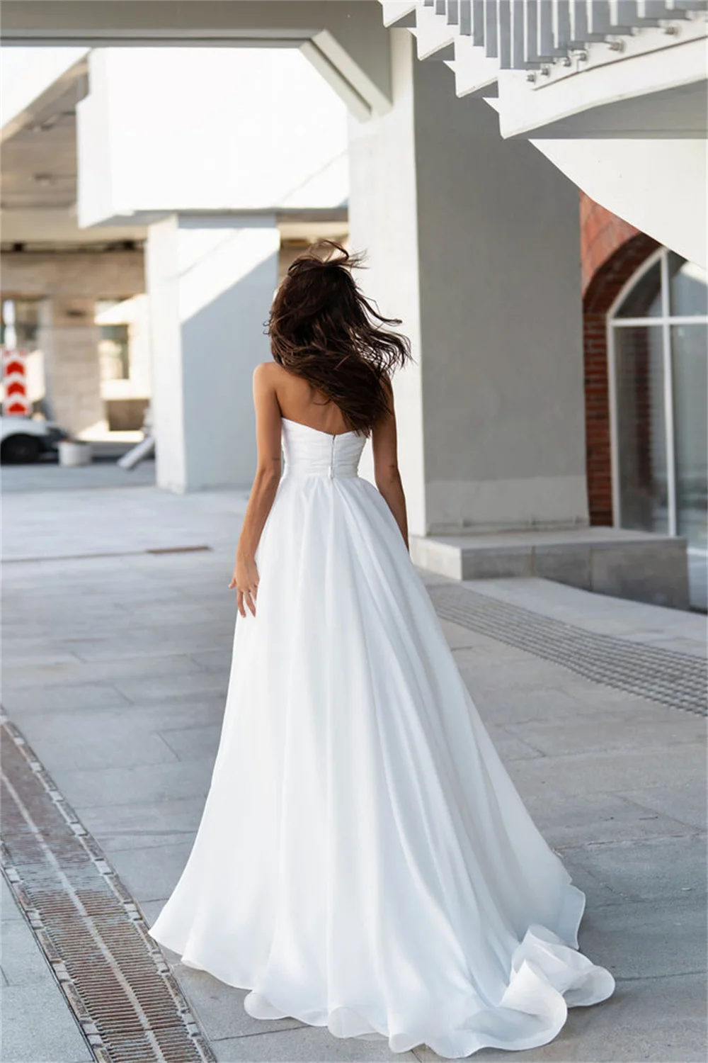 Customized White Strapless With Pearls A-line Wedding Dress Simple Sweetheart vestidos de novia Floor-length Formal Evening 2025 image 2