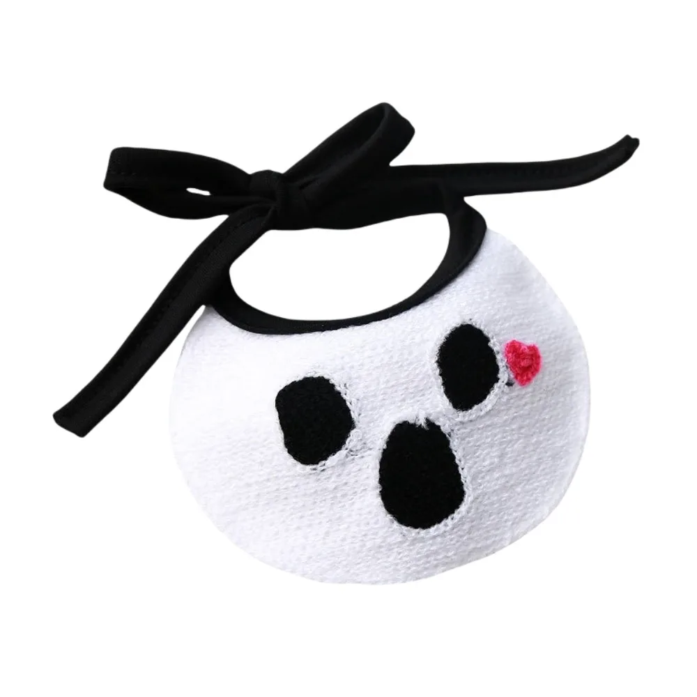 

Cute Ghost Halloween Pet Bib Comfortable To Wear Adjustable Pumpkin Dog Scarf Knitted Soft Kitty Saliva Towel Puppy