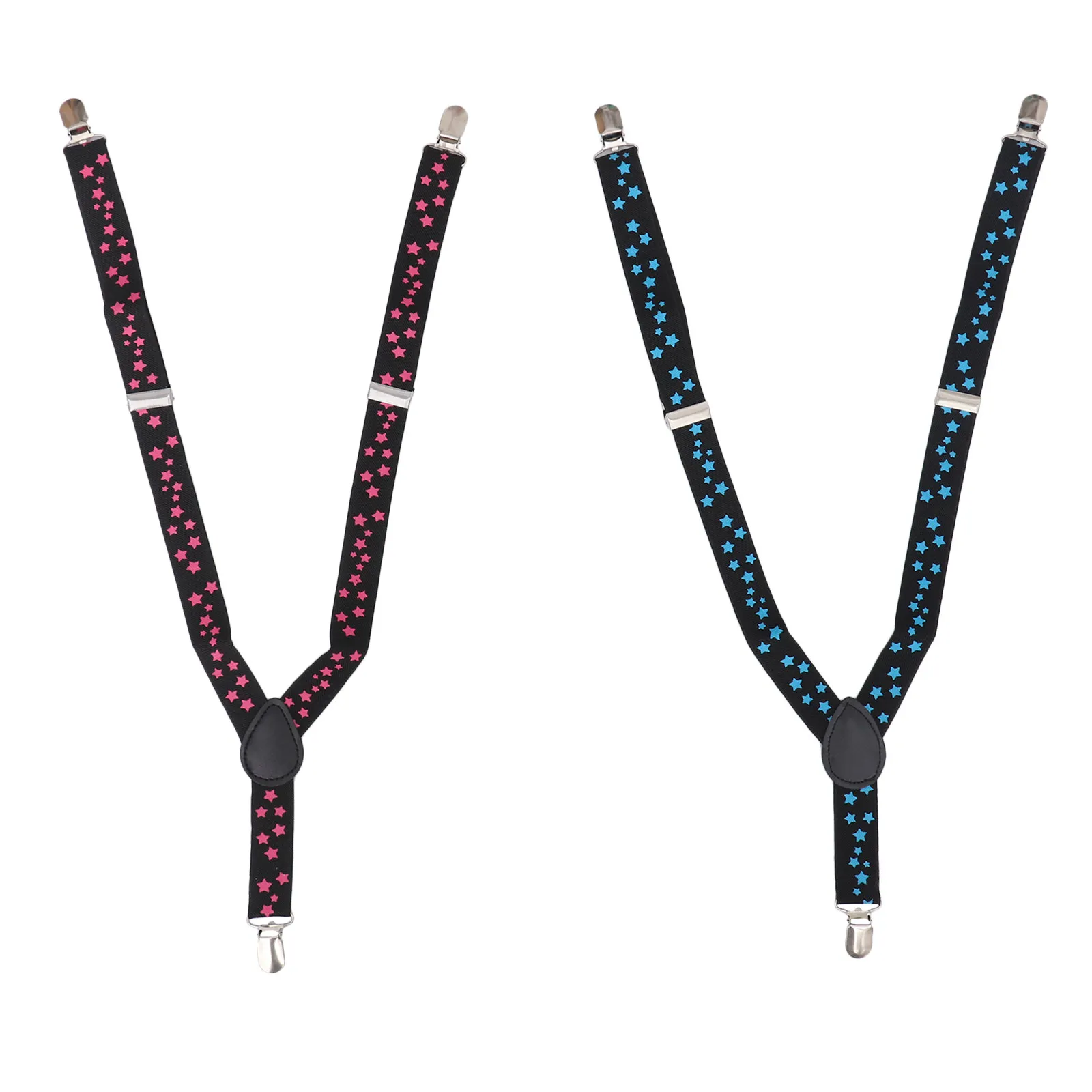 Kids Suspenders 2 Piece Adjustable Elastic Star Print Clip On Straps for Trousers School Party Outfits