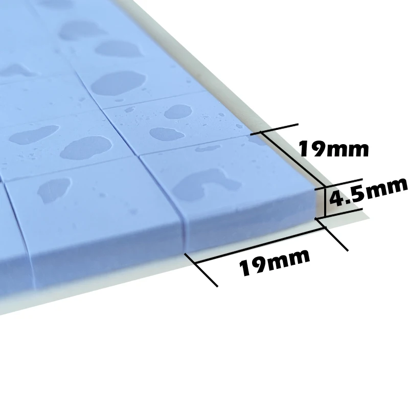 19mmx19mm, 4.5mm thick, Single Adhesive Silicone Thermal Pads, 80pcs Blue