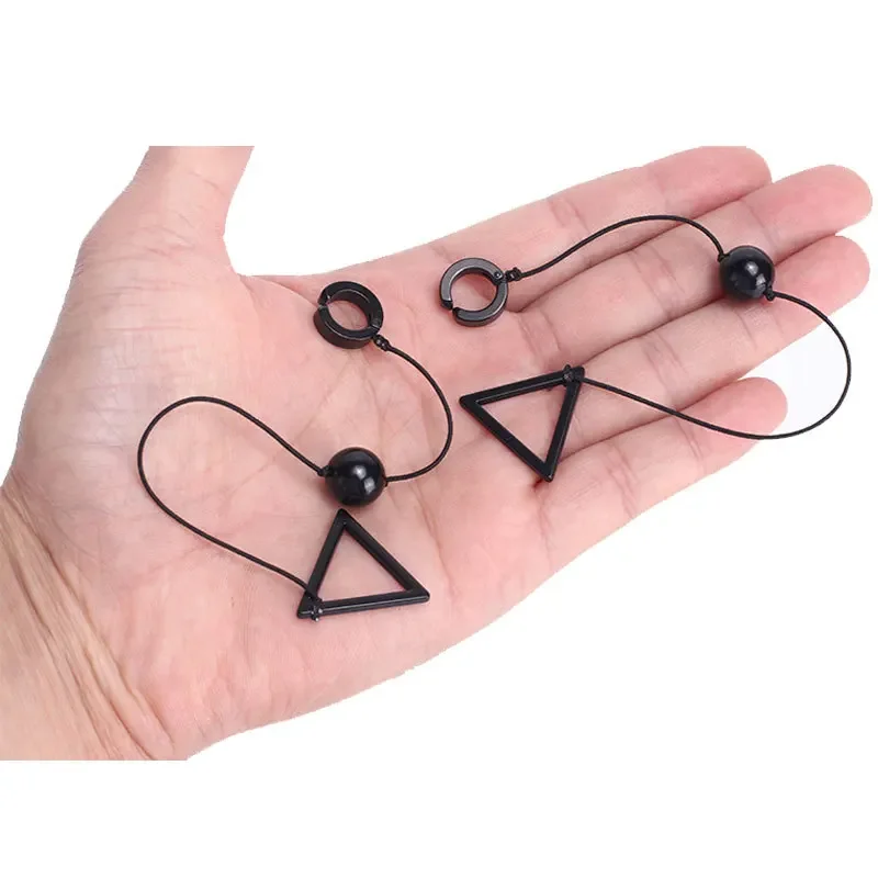 Chainsaw Man Cosplay Costume Accessories Death Devil Earrings For Man Woman Black Triangle Drop Earrings Comic con Dress Up Prop