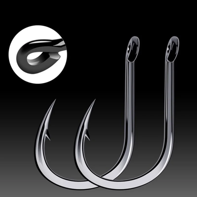 High Carbon Steel Seal Fish Hook with Ring and Hole Crooked Mouth Hook with Barb Fish Hook Loose Cuttlefish Single Hook