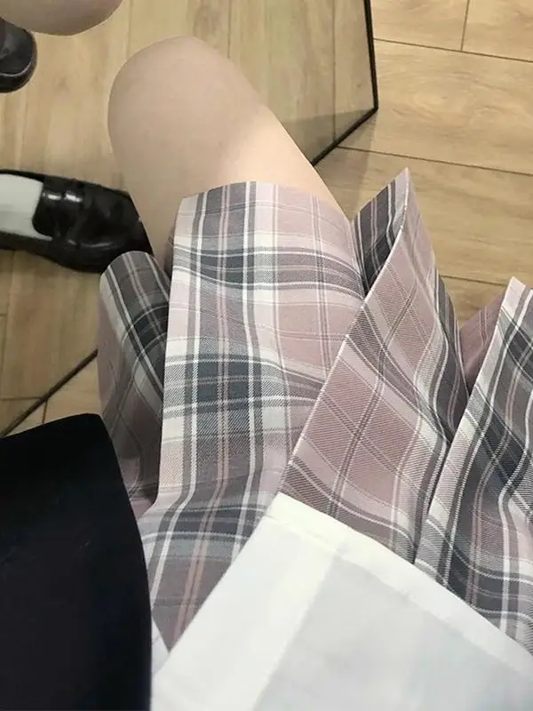 

2025 Новая клетчатая юбка Flower Rt JK orm School Supply Feeling Pink id Универсальная юбка JK Женская юбка трапециевидной формы с высокой талией ...