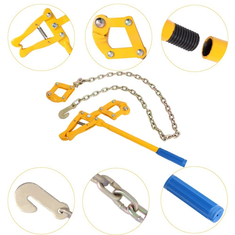 Chain Strainer Fence Repair Compact Tool,Barbed Wire Tightener 47.25 Inch Chain Capacity 2200Lbs Barbed Wire Stretcher