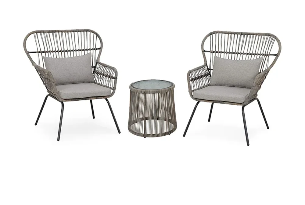 xx-Darwin Balcony Set Brand New Outdoor Patio Rope Furniture Steel Bistro Rocking Set of 3 Outdoor Chairs Furniture