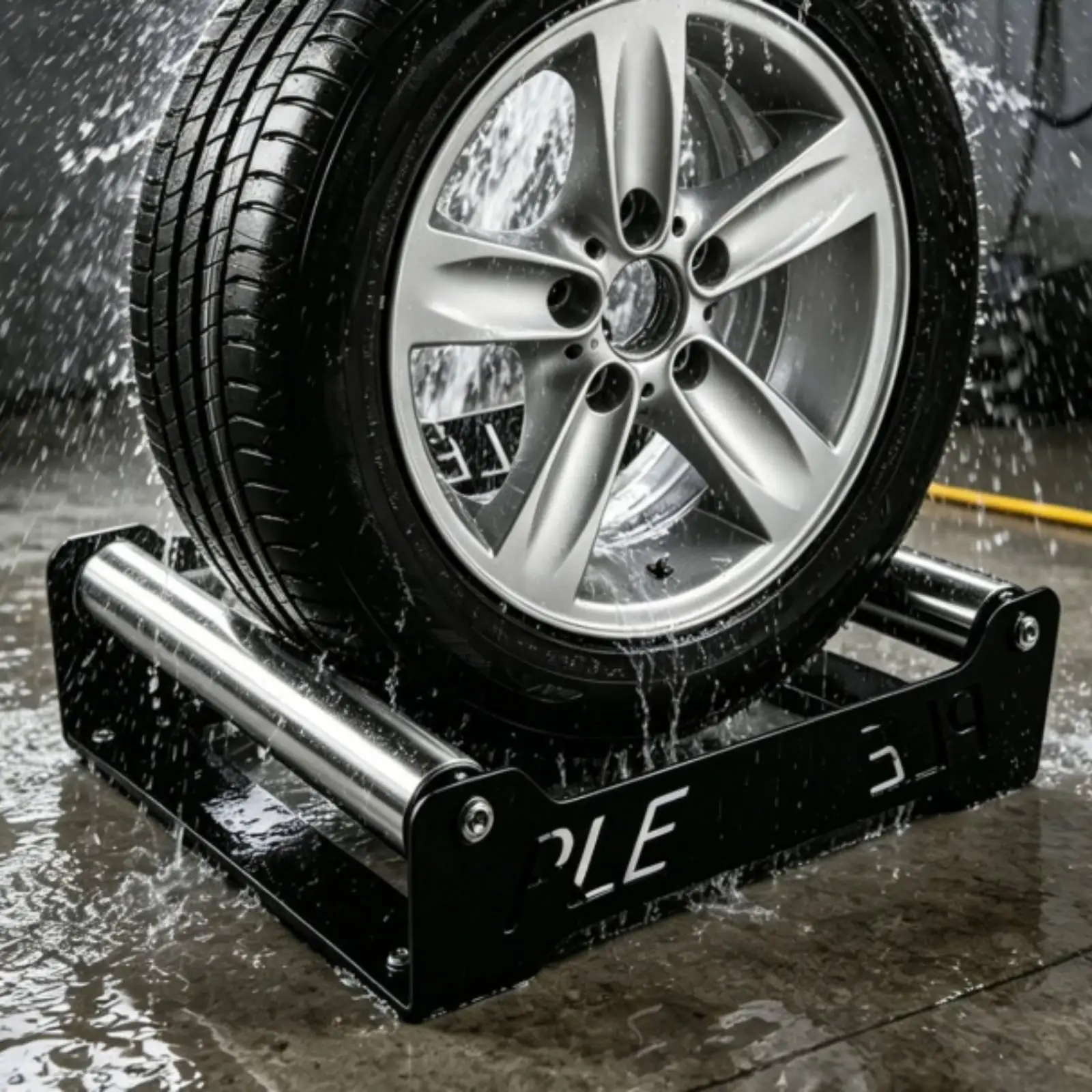 Durable Tire Cleaning Rack Rotating Metal Frame Wheel Holder Stand for Shop Display and Tire Maintenance Tool - view 2