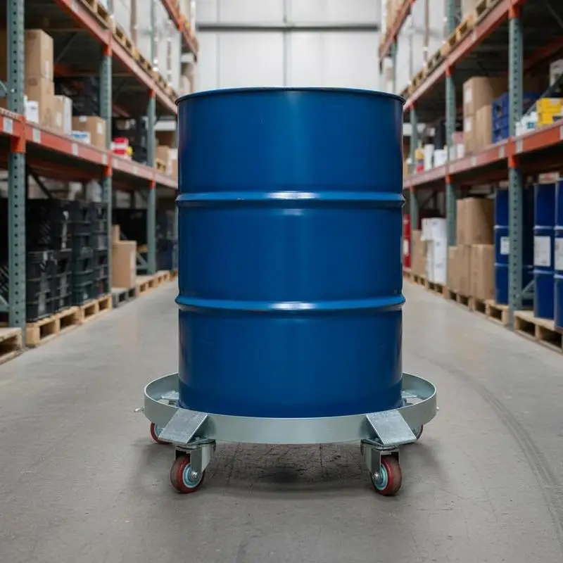 Drum Transport Cart 55 Gallon for Warehouse Industrial Storage, Heavy Duty Steel Frame 1250lb Capacity 5 Swivel Casters