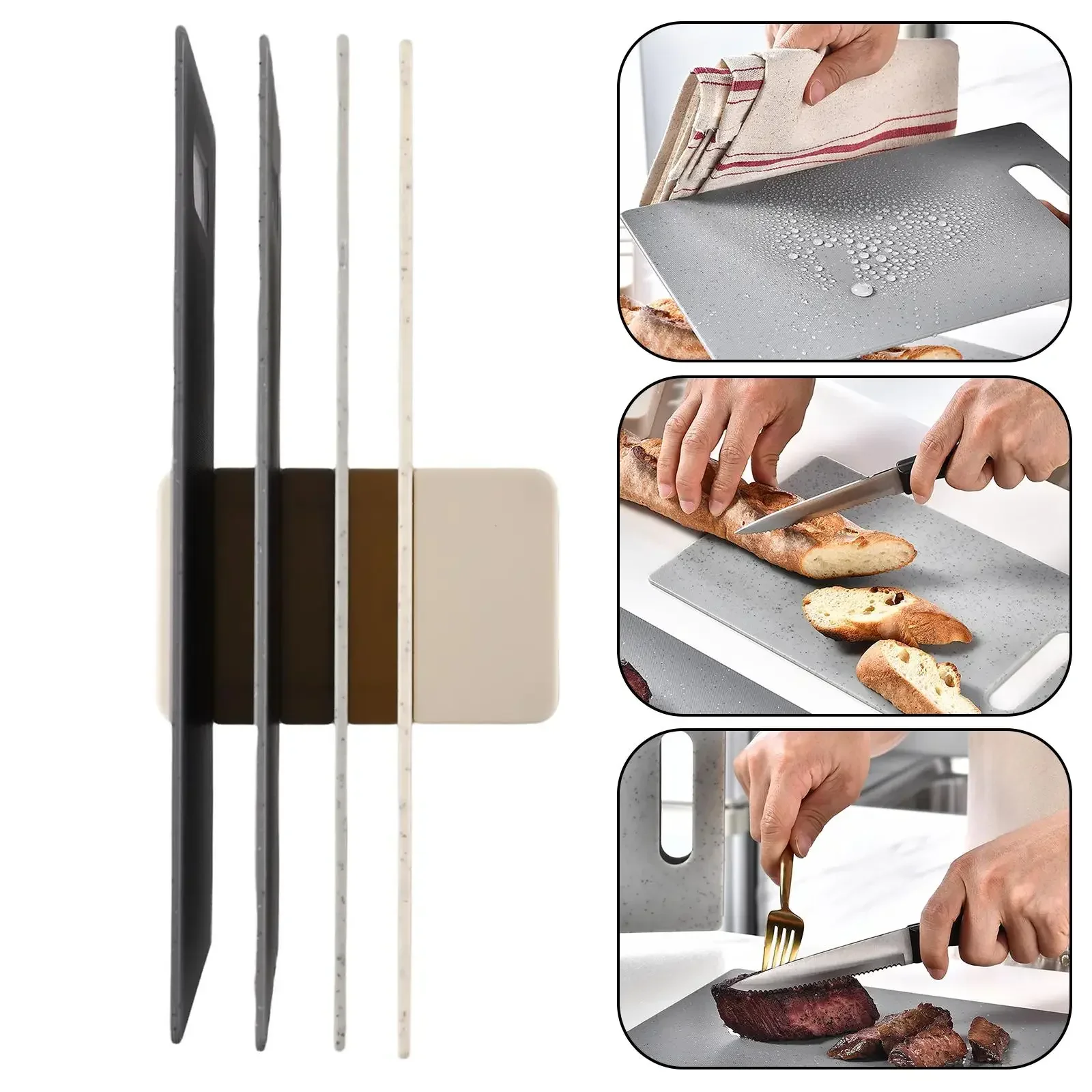 4pcs/Set Cutting Board Chopping Block Set With Stand Holder Storage Non-Slip Chopping Blocks Space-saving Storage Solution