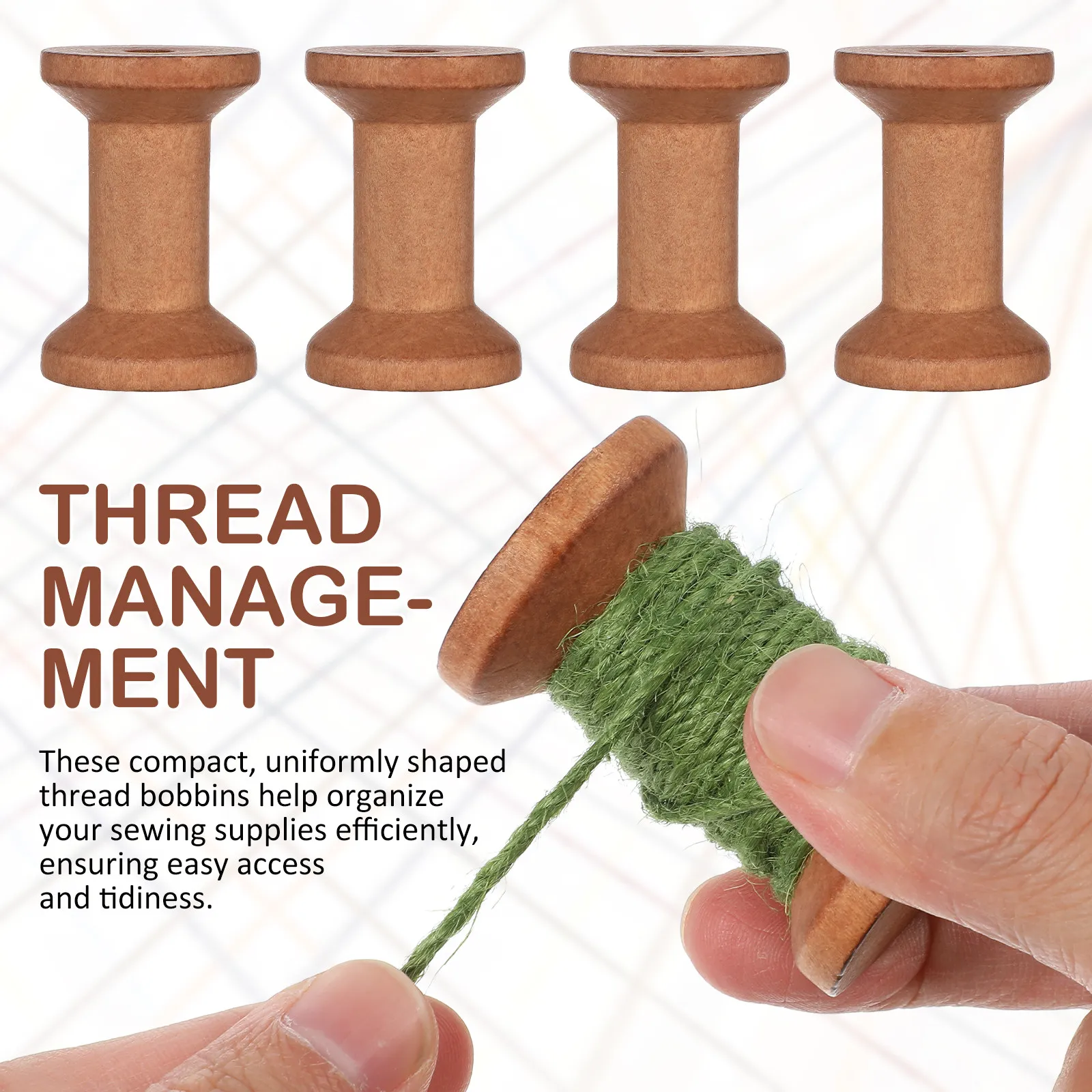 20Pcs Wood Thread Spools Empty Bobbins for Embroidery Sewing Yarn Ribbon Winding Organizer Rustic Charm Tidy Craft Storage view 2