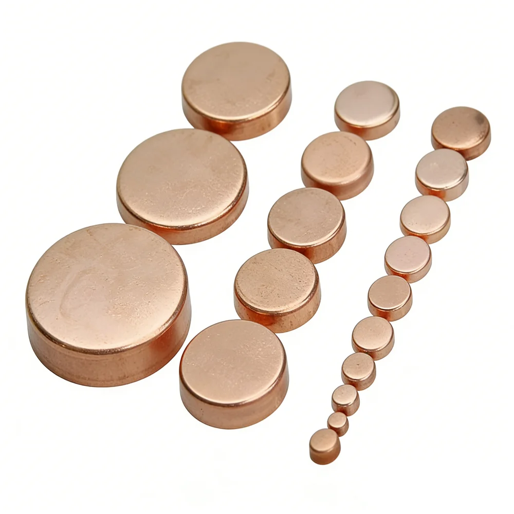 Copper End Cap Stop End Feed Plug Blind Seal Cap Pipe Fitting Plumbing for Gas Water Oil Inner Dia 6.53-159mm Thickness 0.8-3mm
